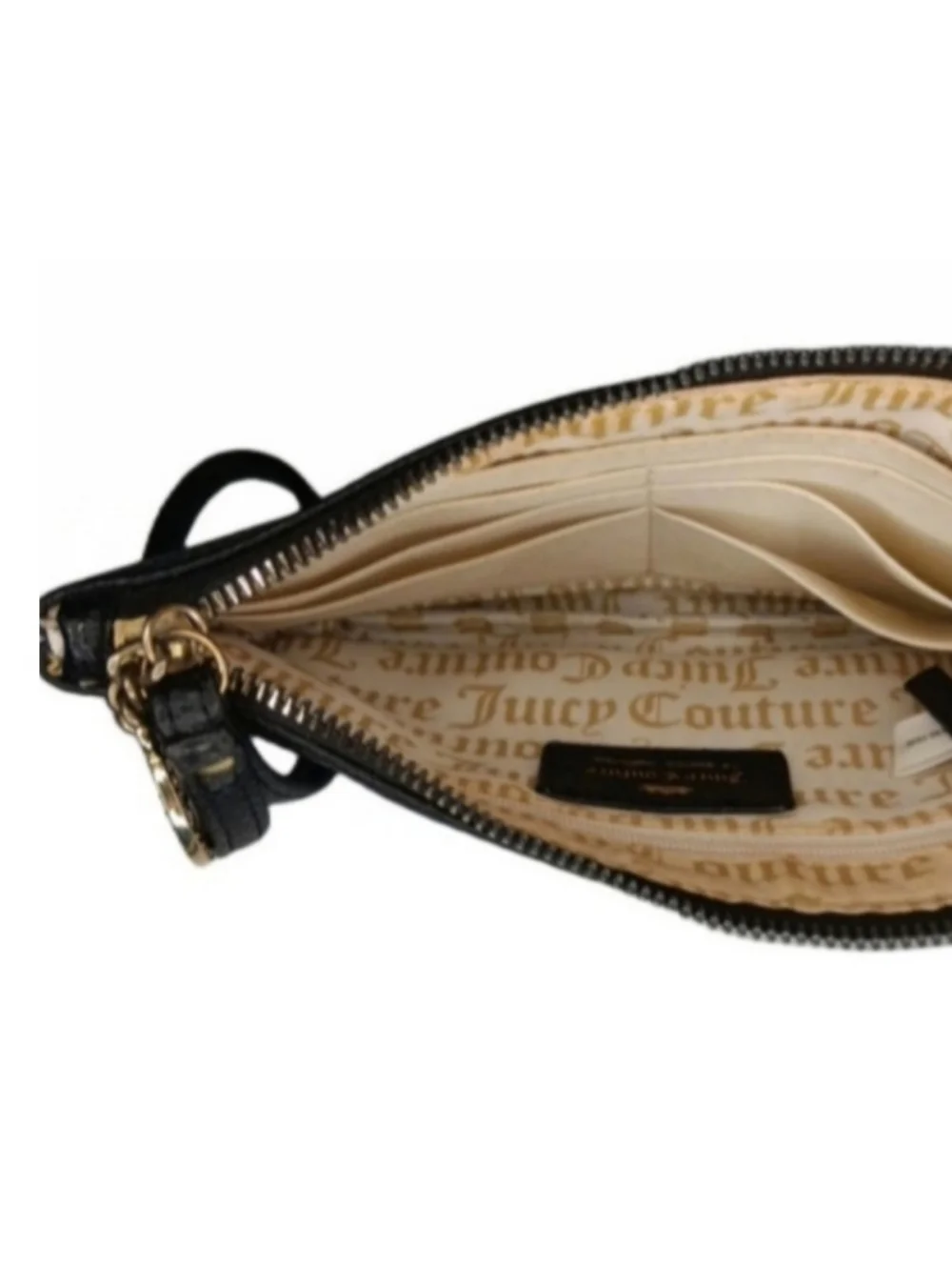 Juicy Couture Black Wristlet | EUC | Goldtone Charm